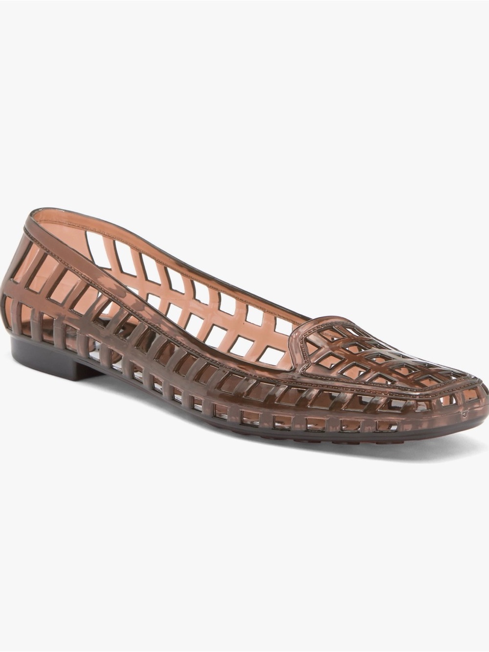 Jeffrey Campbell Sunny Woven Cutout Jelly Loafer Flats Size 40/ 9.5 Black Smoke